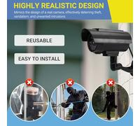 Yoeruers 2X Simulation Solar Camera Outdoor Surveillance Simulation Fake Camera Dummy Cam with LED Light Black