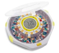 Yoeruers Bluetooth Automatic Pill Dispenser,28-Day Capacity, Sound & Light Alerts, Key Lock, LCD & Easy Setup on The LiveFine App Easy Install