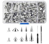 Yoeruers Metal Tree Spikes 354 PCS Punk Spikes and Studs Kit-8 Sizes Cone Spikes Screwback Studs for DIY Leathercraft, Belts