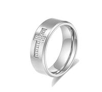 YOESDIE Gold Silver Black Cross Stainless Steel Rings for Men Women | 8MM Wedding Band in Comfort Fit Matte Beveled Polished Edge for Men Women Size 7-13, Stainless Steel, No Gemstone