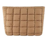 Yoeuxet Quilted Makeup Bags Cosmetic Toiletry Organizer Bags Solid Puffer Clutch Cute Pouch for Women, Brown