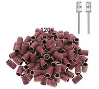 Yoezuo 100 Pcs Nail Sanding Bands, Grit Nail Art Sanding Bands, 120 Grit Nail Files with 2 Pcs Nail Drill Bits for Electric Nail Files Nail Drill Machine Manicure Pedicure
