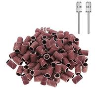 Yoezuo 100 Pcs Nail Sanding Bands, Grit Nail Art Sanding Bands, 80 Grit Nail Files with 2 Pcs Nail Drill Bits for Electric Nail Files Nail Drill Machine Manicure Pedicure