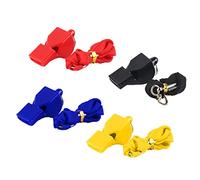 Yoezuo Whistle with Lanyard, 4 Piece Colours Plastic Whistle Sports Whistle with Adjustable and Removable Lanyard for School Sports, Football, Physical Education (Black, Red, Yellow, Blue)