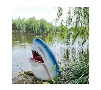 Yofab Garden Statues Great White Shark Garden Art Statue 7" H Unique Horror Shark Garden Sculpture Novelty Shark Warning Resin Sculpture for Indoor Outdoor Patio Yard Lawn Decor Spring Summer Decor