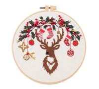 Yofab Punch Needle Kit for Beginners 3D Snow Tree Deer Christmas with EN Instructions Needle Thread Stamped Cloth for Gift DIY Crafts for Adults(C5)