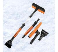 Yofab Snow Brush and Ice Scrapers for Car Windshield for Audi Q2 2016-2025, 2 in 1 Snow Scraper with Squeegee, Extendable Snow Removal Tool with Foam Grip and 360° Pivoting Brush Head,A Orange