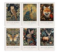 YofAb William Morris Animal Wall Art Canvas Posters Prints Forest Wildlife Pictures Gothic Botanical Floral Oil Wall Decor for Home Decor Framed (Animal Framed 01, 8x12)