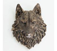 Yofab Wolf Head Resin Statue - Handcrafted Wall Hanging Sculpture for Room, Home, and Modern Decor - 13.7x17.3 Inches
