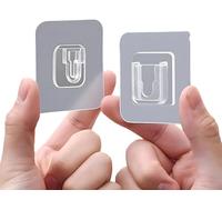 YOFAN 10 Pairs Clear Double-Sided Adhesive Wall Hooks - Mounted Door Hanger Kit - No Drill Sticker Hangers with Suction Cup for Bathroom, Kitchen