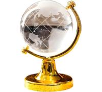YOFAN Mini Crystal Sphere Globe, Round Earth World Glass Ball Decorative Crystal Desktop Ornament Home Office Decor Golden