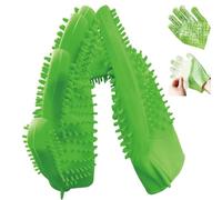 YOFANG Double-Side Pet Grooming Gloves- Gentle Dog Bathing Shampoo Brush Gloves,Efficient Deshedding Glove with Durable Soft Particles for Dogs, Cats, Rabbits and Horses（9" L - Green）