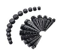 YOFANST 24PCS Ear Stretching Kit Black Cracked Style 00G - 7/8" Big Piercing Set Acrylic Ear Plugs Gauge Tapers Lightweight Expanders for Men Women
