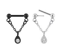 YOFANST 2pc 16G 1.2mm Chain Septum Rings Stainless Steel Septum Piercing Jewelry Threadless Push in Septum Ring Double Helix Piercing Jewelry Length 8mm, Metal, no gemstone