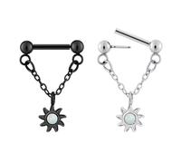 YOFANST 2pc 16G 1.2mm Chain Septum Rings Stainless Steel Septum Piercing Jewelry Threadless Push in Septum Ring Double Helix Piercing Jewelry Length 8mm, Metal, no gemstone