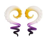 YOFANST 2pcs Glass Tapers Multi-Colors Twist Spiral Plugs Piercing Handmade Hanger Ear Gauges 1/2'' 12MM, Glass, no gemstone, style B, YR-Set277-12