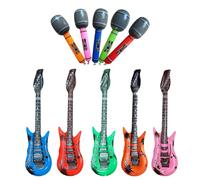 YOFANUP Inflatable Instruments Set, Inflatable Musical Instrument, Inflatable Guitar Microphone, Rock and Roll Musical Instruments Props For Music Party Decorations (Small Size)