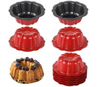 YOFAPA 10 PCS Mini Fluted Cake Pans, 4.5 in Carbon Steel Nonstick Cake Mold, Flower Shape Baking Pan for Cupcake Brownie Bavarois Pudding