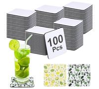 YOFAPA 100 Pcs Blank Sublimation Coasters - 4x4in Sublimation Blank Cup Mat Non-slip Rubber Heat Transfer Press Cup Coaster for Thermal Sublimation DIY Crafts