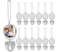 YOFAPA 12 Pcs Sublimation Keychain Blanks, Angel Wings Sublimation Car Hanging Ornaments, Heat Transfer Pendants, Printing Charms, Keychain Making Kit