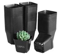 YOFAPA 120 Pcs Small Square Plastic Nursery Pots, Seedling Plant Pots with Drainage Holes, Reusable Grow Containers for Succulent Propagation, Flowers, Bulk Seed Starting Kits