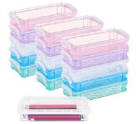 YOFAPA 16 PCS Clear Pencil Boxes, Large-Capacity Transparent Plastic Pencil Boxes, Assorted Color Pen Case with Lock Buckle, Stackable Storage Organizer for Markers, Canyons, Office Supplies