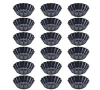 YOFAPA 18 Pcs Carbon Steel Tart Tins, Fluted Edge Cake and Pudding Molds, Non-Stick Mini Tart Pans, 6.5 cm Diameter, Ideal for Baking Tarts, Muffins, Cupcakes, and More