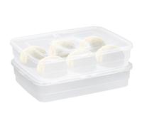 YOFAPA 2 PCS Dough Containers for Pizza, Pizza Dough Proofing Box Organizers Trays, Transparent Durable Storage Containers, 14.2 x 10.4 x 3.0 Inches Large Capacity Cases with Handles