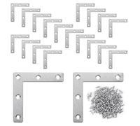 YOFAPA 20Pcs Flat Corner Braces, 3.1"×3.1" L Shaped Shelf Angle Brackets with Screws, Heavy Duty Metal Repair Mending Plates, Joint Corner Connectors for Furniture, Cabinet