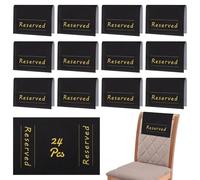 YOFAPA 24 Pcs Reserved Chair Signs, Church Pew Reserved Seating Placeholders, Reserved Cloths with Golden Printed Words & Adhesive Strips for Wedding, Party, Celebration