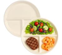 YOFAPA 2pcs Portion Control Plate, Ceramic Divided Dinner Plates for Balanced Meals, 8.2 in Round Plates with Dividers for Adults, Easy to Clean and Microwave Safe