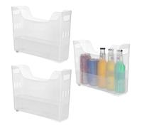 YOFAPA 3 Pcs Freezer Organizer Bins, Clear Plastic Pantry Organizers with Wheels, Tall Narrow Kitchen Organization Rolling Bins for Cabinet, Storage Containers for Home, Office