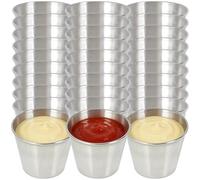 YOFAPA 30 Pcs Stainless Steel Sauce Cups, 1.5 oz Reusable Mini Dipping Cups with Rolled Edge, Stackable Portion Cups, Easy Clean for Condiments, Meal Prep, Party, Kitchen, 45ml
