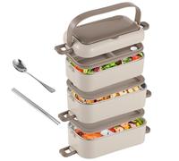 YOFAPA 304 Stainless Steel Multi-Layer Lunch Box, 5.4 L Large Capacity 3-Layer Bento Box, Leak-Proof with Utensils and Portable Handle, Microwave Safe Food Container