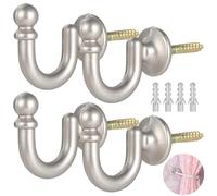 YOFAPA 4 Pcs Curtain Holdback Hooks, Antique Bronze Wall Mount Drapery Tiebacks, Decorative Metal Curtain Tie Back Hooks, Zinc Alloy Window Treatment Hardware for Home Decor