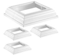 YOFAPA 4 Pcs Vinyl Post Skirts - 4x4 Split Style Vinyl Fence Post Skirts, White Post Sleeves, Vinyl Column Wraps for Outdoor Vinyl Stair Rails, Two-Piece England Base Trims for Porch