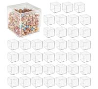 YOFAPA 40 Pcs Clear Acrylic Boxes, Small Clear Boxes with Lids, 2.2 x 2.2 x 2.2 in Plastic Square Cube, Square Display Box,Transparent Container Box for Candy Pill Earring Jewelry Tiny Beads