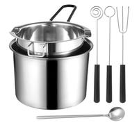 YOFAPA 5 PCS Double Boiler Melting Pot Set, Including 600 ML/0.6 QT and 1600 ML/1.7 QT Chocolate Melting Pots, Stainless Steel Pots, Spoon and Fork Tools for Melting Chocolate Candy Wax