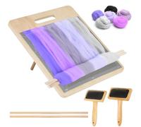 YOFAPA 5 PCS Wool Blending Board Set, Yarn Carding Board with Bent Steel Needles, 2 Sizes Wooden Carding Brushes, 2 Wooden Sticks, Felted Wool Carder for DIY Projects, Wool Comb for Mixing