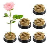 YOFAPA 6 PCS Flower Frogs, 2.1 x 1.1 Inches Round Brass Flower Holders, Japanese Ikebana Vase Floral Frogs, Flowers Arranger, Flowers Fixed Tools Pins for Flower Arrangement Home DIY Craft