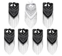 YOFAPA 7 Pcs Cowgirl Bachelorette Bandanas with Sequins Tassels, Last Disco Party Decorations Fringe Bandana, Paisley Head Tassel Bandanas