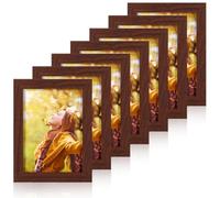 YOFAPA 7 Pcs Picture Frames, Rustic Farmhouse Photo Frame, Wooden Photo Frames, 4x6 with Mat or 5X7 Without Mat, Tabletop Display, for Home Decor Desktop Display