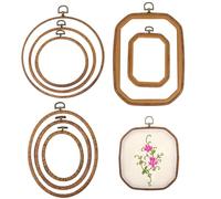 YOFAPA 9 Pcs Embroidery Hoops, Flexible Round Cross Stitch Hoops, Octagonal Embroidery Rings, Imitated Cross Stitch Rings, Craft Sewing Supplies