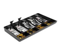 YOFAPA Cash Tray Cash Register Drawer Insert Tray, 5 Bill & 4 Coin Compartments, Durable ABS Money Storage Case, Spring Clip Money Organizer for Banks Supermarkets Stores