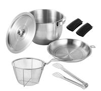 YOFAPA Deep Fryer Pot Stainless Steel Oil Filter Set with Lid, Includes Frying Basket, Strainer, Pot Clips & Food Clip, Versatile Oil Filter Pot for Grease Storing, Kitchen Cooking
