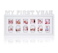 YOFAPA Newborn Baby Picture Frame, My First Year Newborn Keepsake Frame 12 Months, Photo Frames for Memories (White) (Style, 2)