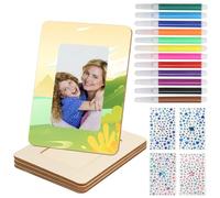 YOFAPA Picture Frame Painting Craft Kit,DIY Wooden Photo Frames,8.8" x 6.7" Unfinished Frames with Watercolor Pens and Diamond Stickers,Wood Frames Personalized Gifts