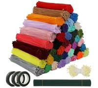 YOFAPA Pipe Cleaners for Craft Flowers - 4000 Pcs Pipe Cleaners DIY Craft Set,Chenille Stems in 40 Colors,100 Flower Stalks, 3 Rolls Floral Tape and Stamens,11.8 in Bendable Twist Sticks