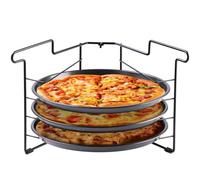 YOFAPA Pizza Pan and Rack Set, Pizza Baking Set for Oven, 3 Pizza Pans and Pizzas Rack, 11.4-inch Non-stick Round Serving Tray for Pies, Roast Chicken, Bread, Seafood