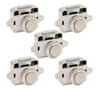 YOFAPA Push Button Cabinet Lock 5 Pack, Chrome Plated RV Drawer Latches, Marine Grade Metal Push to Open Locks, Keyless Door Catches for Camper Boat Storage Compartments